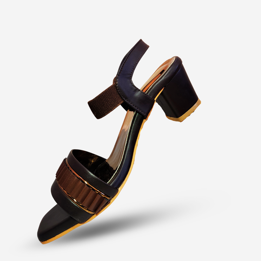 FAYORA Women’s Brown Block Heel Sandals with Elastic Strap