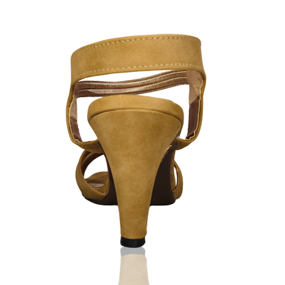 FAYORA Elegant Mustard Cross-Strap Block Heel Sandals for Women | Comfortable Daily & Party Wear