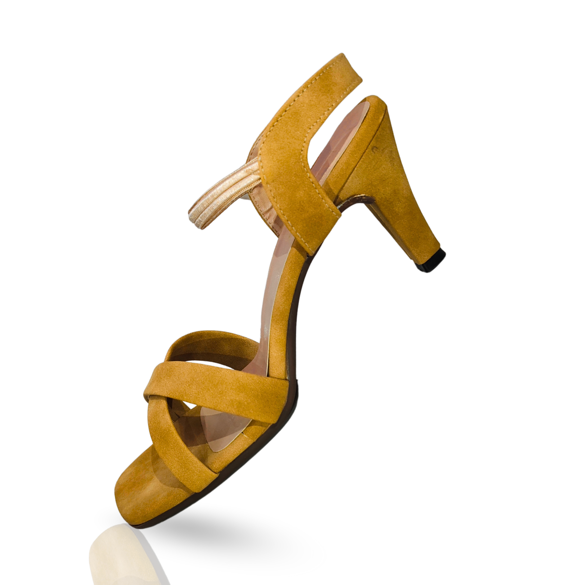FAYORA Elegant Mustard Cross-Strap Block Heel Sandals for Women | Comfortable Daily & Party Wear