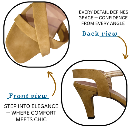 FAYORA Elegant Mustard Cross-Strap Block Heel Sandals for Women | Comfortable Daily & Party Wear