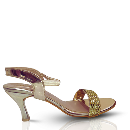 FAYORA Women’s Golden Party Heel Sandals | Stylish Comfortable Shiny Heels for Wedding & Festive Wear