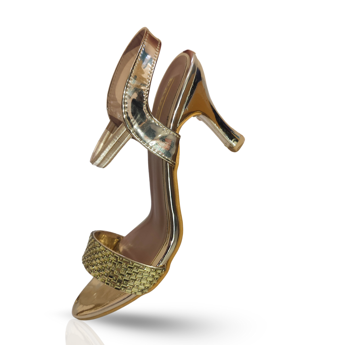 FAYORA Women’s Golden Party Heel Sandals | Stylish Comfortable Shiny Heels for Wedding & Festive Wear