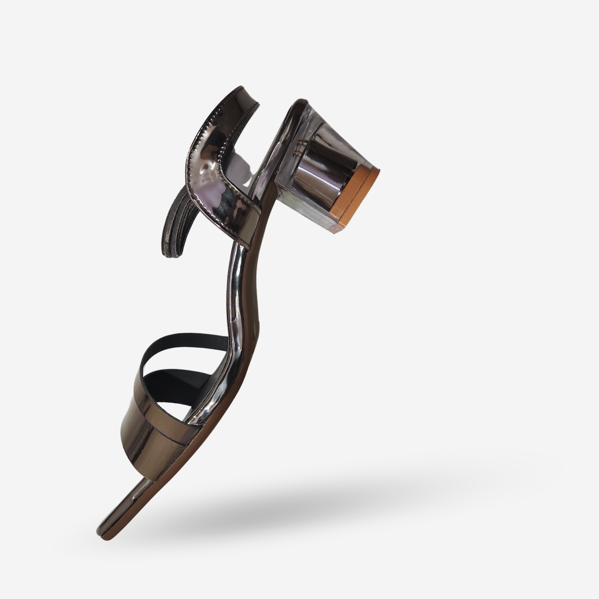 FAYORA Women’s Stylish Glossy Block Heel Sandals | Double Strap Slip-On Heels for Casual, Festive & Daily Wear