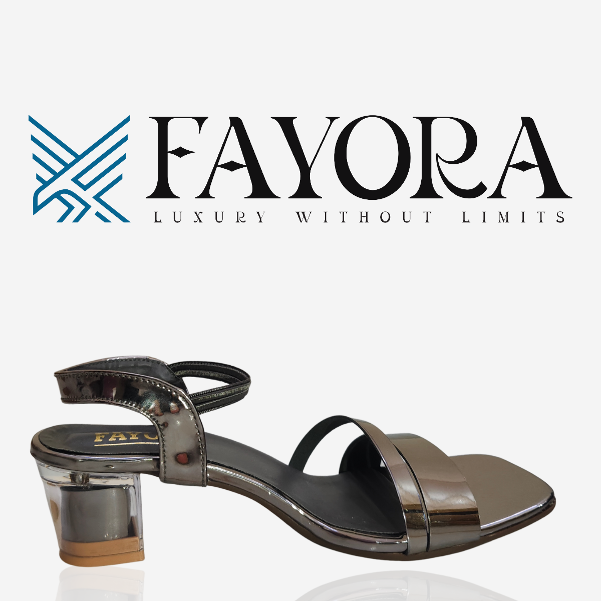 FAYORA Women’s Stylish Glossy Block Heel Sandals | Double Strap Slip-On Heels for Casual, Festive & Daily Wear